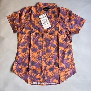 Wildfang The Essential Button Up Shirt Short Sleeves Cotton Floral Print XS